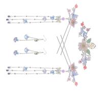 ERINGOGO Épingles à Cheveux Hanfu en Alliage Pompons Longs Fourches Fleuries pour Chignons Ensemble Bijoux Cheveux et Boucles D’Oreilles Accessoires Coiffure Femme pour Mariage et Fêtes