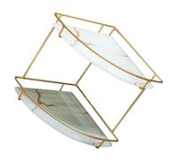 ERINGOGO Étagère d'angle de Rangement Salle de Bain 2 Niveaux Support de Cosmétiques Double Couche Effet Marbre Blanc Porte-Articles de Toilette Stable Cuisine et Bureau Accessoire