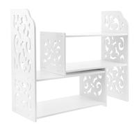 ERINGOGO Étagère de Bureau Extensible en Bois Blanc Rangement Bureau Compact et Stable Bibliothèque Modulable pour Étudiants Organisateur Multifonction pour Espace de Travail