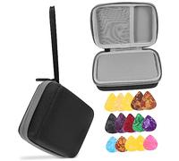 ERINGOGO Étui De Rangement Portable pour Médiators De Guitare avec 15 Médiators en Plastique Solide, Paquet Noir Et Gris Léger, Accessoire Pratique pour Guitare Folk Et Instruments à Cordes