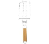 ERINGOGO Filet de Grillade en Acier Inoxydable avec Poignée en Bois | Pratique, Résistant au Feu, Robuste, pour Steak et Légumes, Barbecue Maison, Fête D'anniversaire