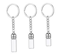 ERINGOGO Flacon De Parfum Porte-clés En Verre Transparent 3 Pièces Bouchon Acrylique Argenté Brillant, Flacon De Parfum De Voyage Rechargeable Pour Femme, Décoration Suspendue Multifonctionnelle