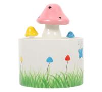 ERINGOGO Fontaine à Eau Automatique USB pour Animaux de Compagnie Bol à Eau en Céramique Petit Format Distributeur d'eau pour Chat et Chien Design Champignon Coloré Usage Intérieur et