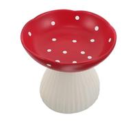 ERINGOGO Gamelle Surélevée en Céramique pour Chat et Chiot Forme Champignon Rouge, Bol Anti-refoulement, Design Peu Profond Respectueux des Moustaches, Base Antidérapante pour Animaux