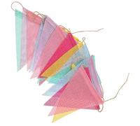 ERINGOGO Guirlande de Drapeaux Triangulaires en Tissu Imitation Lin 15 Fanions Colorés sur 4 Mètres Bannière de Mariage et Fête Décoration Intérieure et Extérieure Bannière