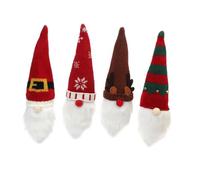 ERINGOGO Housse De Bouteille De Vin GNOME Festive en Tricot Multicolore, Lot De 4 Pièces, Housses Décoratives pour Bouteille d'alcool, Décoration De Noël pour Table Et Fête Familiale
