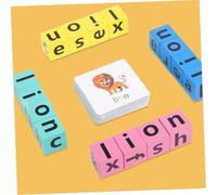 ERINGOGO Jeu Éducatif Lettres pour Tout Petits Cubes et Cartes de Dorthographe Anglais Développement Cognitif et Motricité Coffret avec Cartes