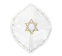 ERINGOGO Kippa Juive Traditionnelle Calotte Compacte Portable Blanche en Tissu Broderie Étoile de David pour Fêtes Religieuses et Cérémonies Communautaires