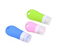 ERINGOGO Kit de 3 Bouteilles Rechargeables en Silicone pour Voyage, Capacité 38ml et 60ml, Étanches et Faciles à Remplir, pour Shampoing et Gel Bain