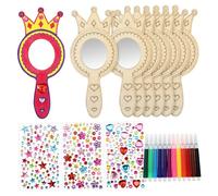 ERINGOGO Kit Miroir DIY pour Garçon Fille avec Cadre Couronne Peinture et Autocollants Activités Manuelles pour Fille et Garçon Danniversaire et Fête