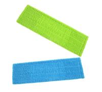 ERINGOGO Lingettes de Nettoyage Réutilisables pour Balai à Franges 2 Pièces 40x12 Cm en Polaire Corail Épaissie Vert et Bleu Nettoyage Maison Sols Durs Multifonction