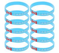 ERINGOGO Lot de 10 Bracelets de Football en Silicone Étanches à Drapeau Canadien, Bracelet Sportif Élastique Unisexe pour Supporter, Accessoire Équipe Sportive pour Événements et