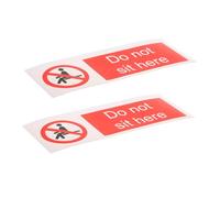 ERINGOGO Lot de 2 Autocollants de Sécurité Auto-adhésifs 150 X 50 Mm Panneaux D’interdiction « Ne Pas S’asseoir Ici » pour Bureau, École et Hôtel - Avertissement Visible et Solide