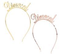 ERINGOGO Lot de 2 Bandeaux pour Cheveux Divorcés en Alliage Doré et Or Rose Lettres Décoratives Serrage-Tête Femme Élégant pour Fêtes à Thème Divorce Accessoire Léger et Confortable
