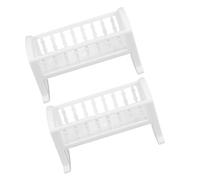 ERINGOGO Lot de 2 Berceaux Miniatures en Plastique Blanc pour Maison de Poupée, Lits Simples Décoratifs, Accessoires Meubles de Chambre pour Jeux D’Imagination Garçon et Filles