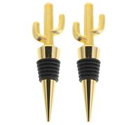 ERINGOGO Lot de 2 Bouchons de Bouteille de Vin Décoratifs en Alliage Doré Bouchons en Liège Créatifs de Cactus Présent Original pour Fête Anniversaire et Célébrations