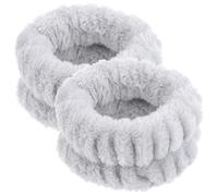 ERINGOGO Lot de 2 Bracelets Spa en Flanelle Douce pour Se Laver le Visage, Élastiques et Absorbants, Gris, Protège-poignet Confortable pour Soins Peau et Activités Quotidiennes