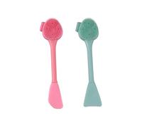 ERINGOGO Lot de 2 Brosses Nettoyantes Visage en Silicone à Double Tête Vert Poisson et Rose Lame Portables Nettoyage en Profondeur des Pores Anti-Points Noirs Adaptées aux Soins du