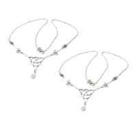 ERINGOGO Lot de 2 chaînes frontales en alliage blanc, décoration coiffure mariage, bijoux frontaux perlés bohème, bandeau stable pour femmes