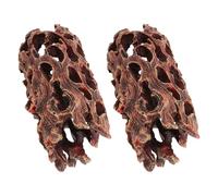 ERINGOGO Lot de 2 Décorations Aquarium en Résine 10 Cm Grotte Creuse Cachette pour Poissons, Crevettes et Reptiles Abri Naturel et Solide pour Habitat Aquatique