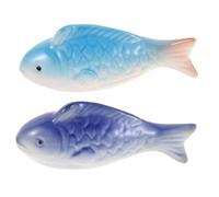 ERINGOGO Lot de 2 Décorations Flottantes en Céramique - Figurines de Carpes Koï Bleues - Accessoires pour Aquarium et Jardin - Décoration Aquatique pour Aménagement Paysager Intérieur et