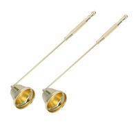 ERINGOGO Lot de 2 Éteignoirs à Bougies en Fer Doré Ancien Forme Clochette Accessoire pour Éteindre Mèches Réduit Fumée et Odeurs pour Bougies Chauffe-Plat Pot Usage Maison et Bien-