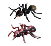 ERINGOGO Lot de 2 Figurines Fourmis Réalistes en Plastique Solide Noir et Rouge, Jouets Éducatifs pour Garçon et Filles, Modèles Animaux pour Stimulation Cognitive et Découverte Nature