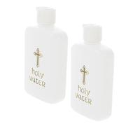 ERINGOGO Lot de 2 Flacons d'eau Bénite 100 ML Croix, Bouteilles en Polyéthylène pour Baptême et Rituels Religieux, Récipients Décoratifs et Pratiques pour Huiles Essentielles et Potions,