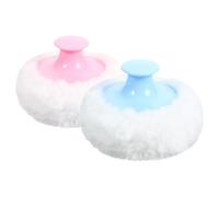 ERINGOGO Lot de 2 Houppettes Bébé en Peluche 8 CM Ultra Douces et Réutilisables Applicateur Poudre Corps et Visage Couleurs Bleu Clair et Rose Clair Soin Délicat Peau Sensible