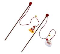 ERINGOGO Lot de 2 Jouets Interactifs pour Chats Bâtonnets de Noël Clochette Motifs Père Noël et Bonhomme de Neige Peluche Résistante aux Morsures pour Chatons et Jeu Intérieur