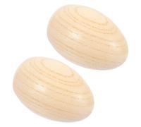 ERINGOGO Lot de 2 Maracas Œufs en Bois de Percussion Musicale pour Bébé, Éducatif Sensoriel D’éveil, Instrument de Musique Garçon et Filles Montessori, Forme Ovoïde Naturelle, Couleur Bois
