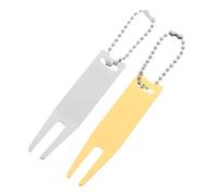 ERINGOGO Lot de 2 Outils de Réparation de Divots de Golf en Métal Argenté et Doré Fourche à Divot Multifonction pour Alignement Précis de Balle et Entretien du Gazon sur Parcours de Golf
