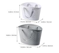 ERINGOGO Lot de 2 Paniers de Rangement Plastique Ajourés, Petite Taille Blanche et Moyenne Grise, Porte-objets Polyvalent pour Salle de Bain et Maison, Panier à Linge Léger Évacuation
