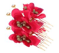 ERINGOGO Lot de 2 Peignes à Cheveux Hawaïens Rouges Fleurs Artificielles Accessoires de Coiffure de Mariage pour Mariées et Demoiselles D’Honneur Peignes Latéraux Légers et Élégants pour