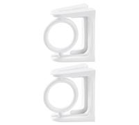 ERINGOGO Lot de 2 Supports Adhésifs pour Tringle à Rideaux Abs Blanc, Rotatifs Perçage, Fixation Murale Stable pour Salle de Bain et Espace de Séchage, Compatibles Barres Rondes ’Angle
