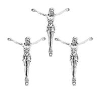 ERINGOGO Lot de 3 Figurines du Saint Christ en Métal Massif Argenté Antique 54 CM - Décoration Murale Catholique pour Crucifix Sculpture Religieuse Compacte pour Maison Église et Noël