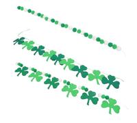 ERINGOGO Lot de 3 Guirlandes Décoratives Trèfles Verts et Pompons pour Fête Saint-Patrick Bannière Suspendue Réutilisable Décoration Intérieure et Extérieure Festive