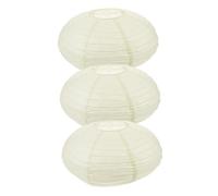 ERINGOGO Lot de 3 Lanternes en Papier Pliables Ovales Beige Abat-Jour en Papier Style Japonerie pour Décorations D’Intérieur Fêtes Mariages et Événements Festifs