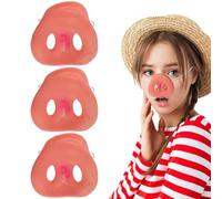 ERINGOGO Lot de 3 Nez de Cochon en Vinyle Souple 6x5x5 Cm Élastique Réglable, Accessoire de Déguisement Animal pour Cosplay, Fête Costumée et Jeu de Rôle Adulte