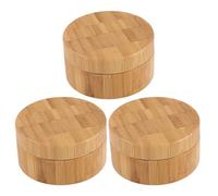 ERINGOGO Lot de 3 Poudriers en Bambou 30 Ml Tamis et Houppettes, Étuis Rechargeables pour Poudre Visage et Corps, Boîte de Maquillage Portable pour Voyages et Retouches