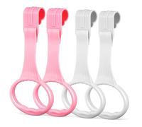 ERINGOGO Lot de 4 Anneaux de Traction en Plastique 20x9 Cm Blanc et Rose pour Bébé, Aide la Marche et Apprentissage Debout, Support Lit et Parc Sécurisé, Jouet D'équilibre