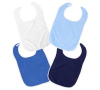 ERINGOGO Lot de 4 Bavoirs Adultes en Polyester Double Face Polaire, Imperméables et Réutilisables, Protection Anti-saleté pour Personnes Âgées et Handicapées, Couleurs Bleu Clair,