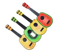 ERINGOGO Lot de 4 Guitares Jouets Ukulélé Fruits Miniatures en Plastique, Design Fruité Coloré, Surface Lisse sans Bavure, Instruments de Musique Éducatifs pour Garçon et Style Aléatoire