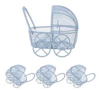 ERINGOGO Lot de 4 Mini Poussettes pour Poupée en Fer Forgé Taille Moyenne 9X55X8 CM Couleur Bleu Ciel Accessoires Décoratifs Réalistes pour Maison de Poupée et Jeux D’Imitation Garçon