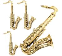 ERINGOGO Lot de 4 Modèles de Saxophone en Plastique Doré 12 CM Décoration DIY Artisanale Miniatures Réalistes pour Pendentifs et Accessoires Maison de Poupée