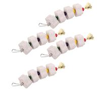 ERINGOGO Lot de 4 Pierres à Mâcher Naturelles pour Perroquets et Petits Animaux - Jouets Dentition Suspendus pour Perruches Chinchillas et Hamsters - Pierre Robuste pour Becs et Dents