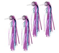 ERINGOGO Lot de 4 Rubans à Pompons pour Vélo Garçon et Filles Décorations de Guidon en Banderoles Scintillantes Couleur Laser Bleu et Rose Accessoires pour Trottinette et Porte-Bébé