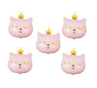 ERINGOGO Lot de 5 Ballons Aluminium de Chat Couronné Rose, Grosse Taille, Décoration Fête Anniversaire Chat, Ballons Animaux Dessin Animé Résistants en Aluminium pour Fête et Événement