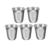 ERINGOGO Lot de 5 Gobelets de Communion Empilables en Acier Inoxydable 304, Coupe Religieuse Portable Argentée, Compacte et Légère pour Usage en Église et Cérémonies Religieuses