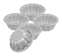 ERINGOGO Lot de 5 Mini Moules à Gâteaux en Aluminium Anodisé Moules à Pudding Antiadhésifs de Fleur pour Cuisson Maison pour Cupcakes Tartes aux Œufs et Desserts Individuels